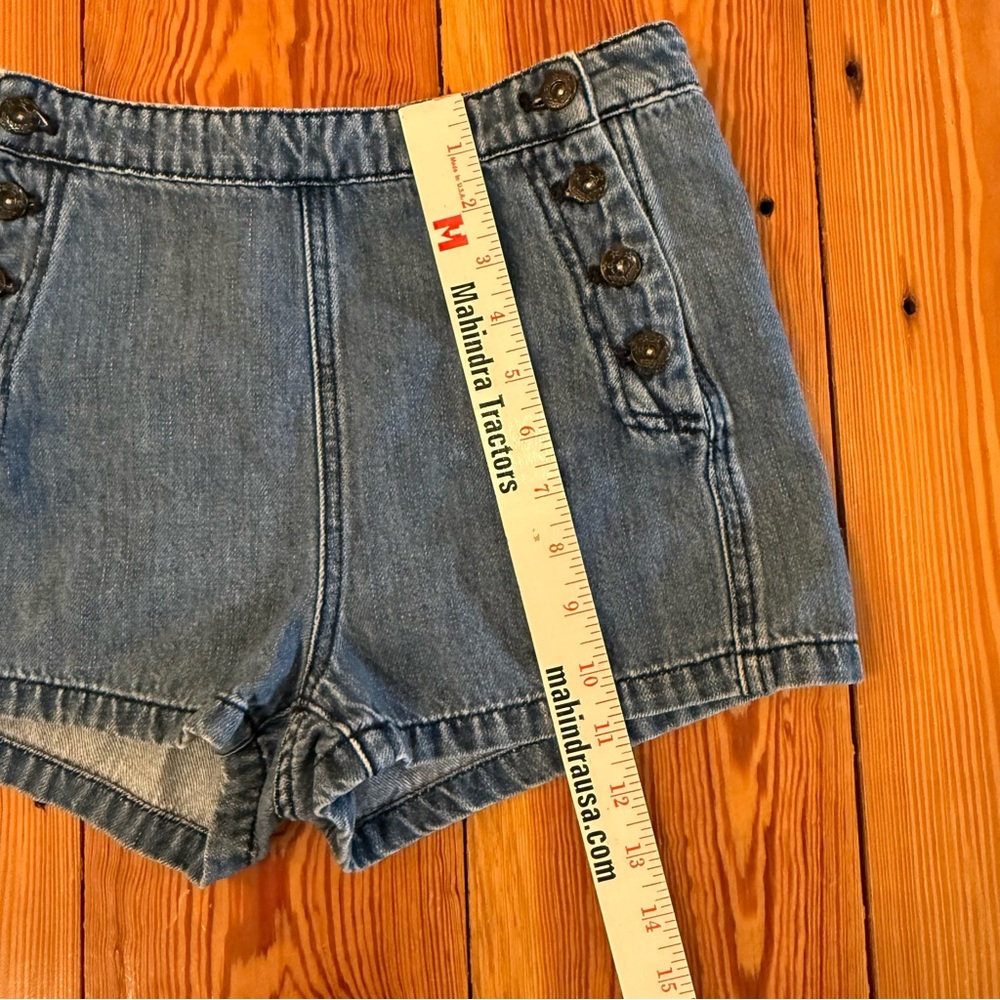 Free People High Rise "Lumineer Sailor Shorts" Denim Size 26 Festival Micro Mini - Picture 10 of 11
